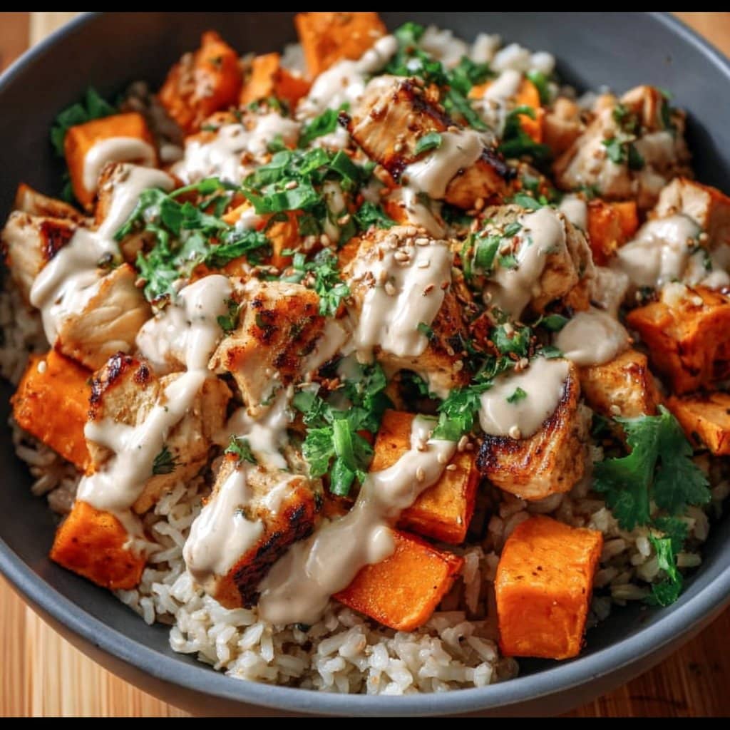 Healthy Chicken & Sweet Potato Rice Bowl