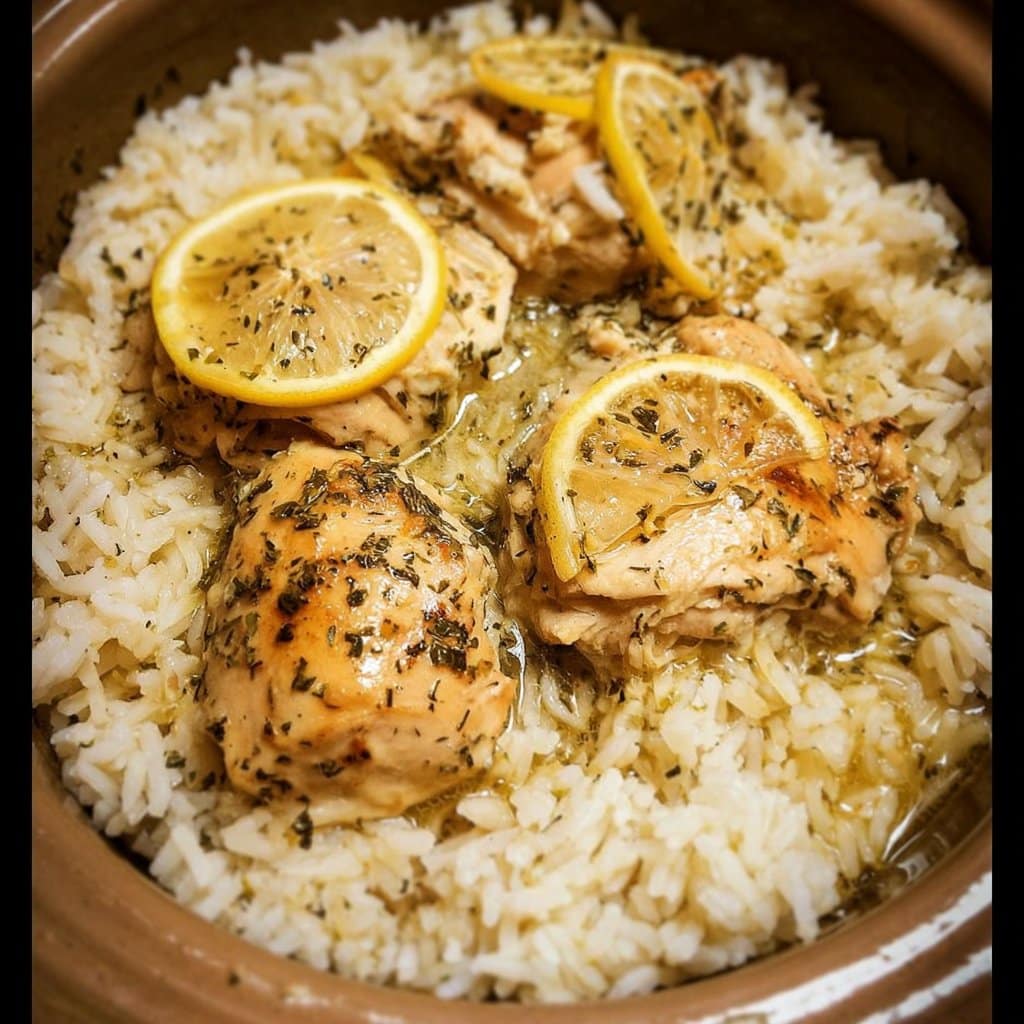 Slow Cooker Lemon Herb Chicken with Fluffy Rice