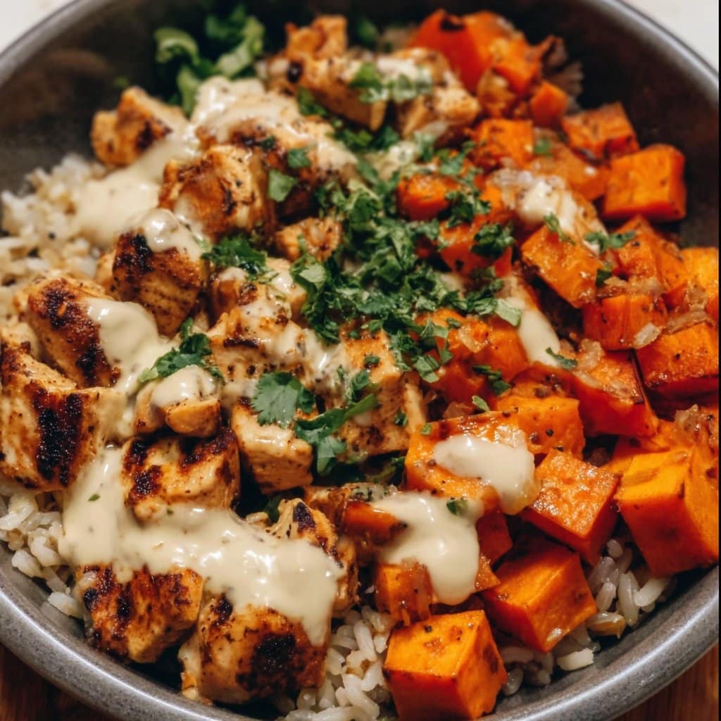 Healthy Chicken & Sweet Potato Rice Bowl
