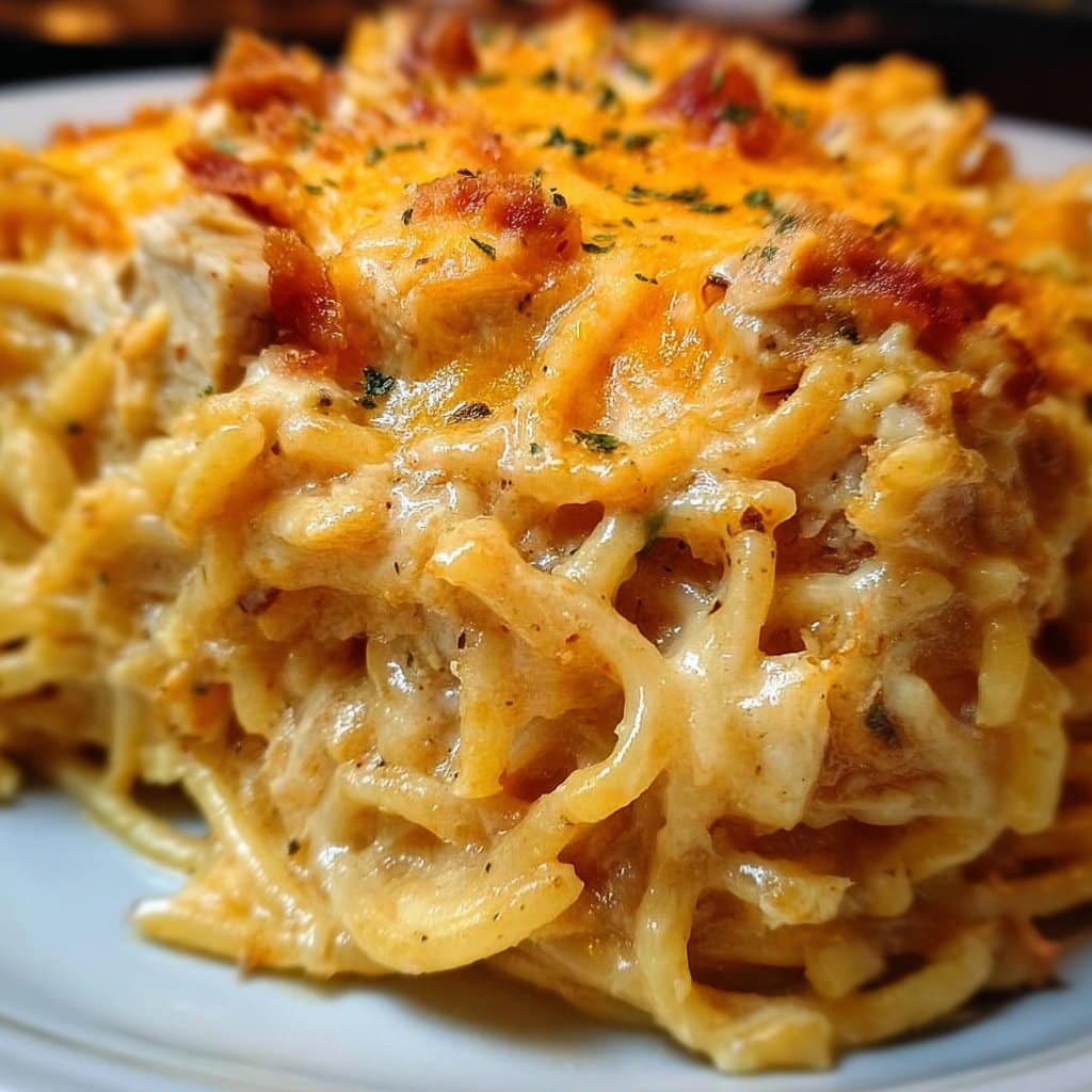 Spicy Southern Cheesy Chicken Spaghetti Casserole