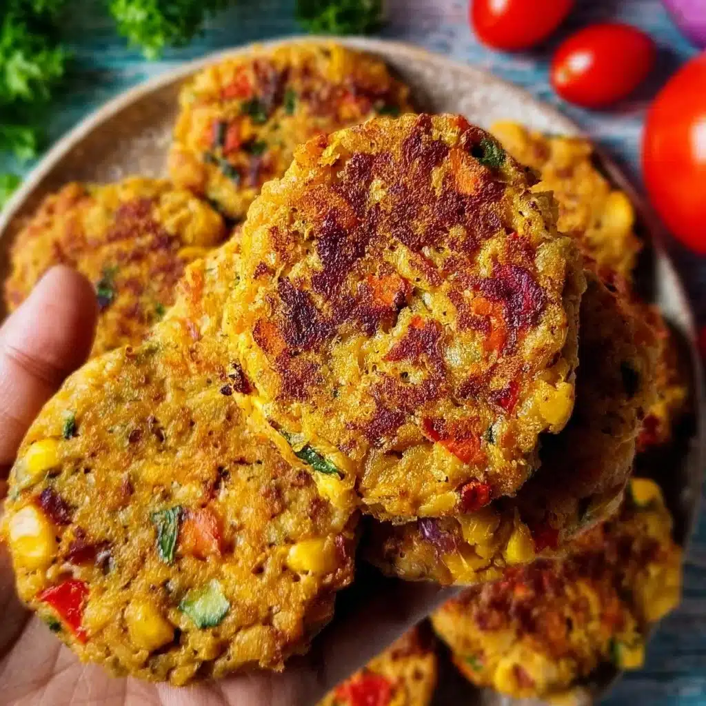 Plate of chickpea fritters with veggies, a nutritious vegan snack recipe