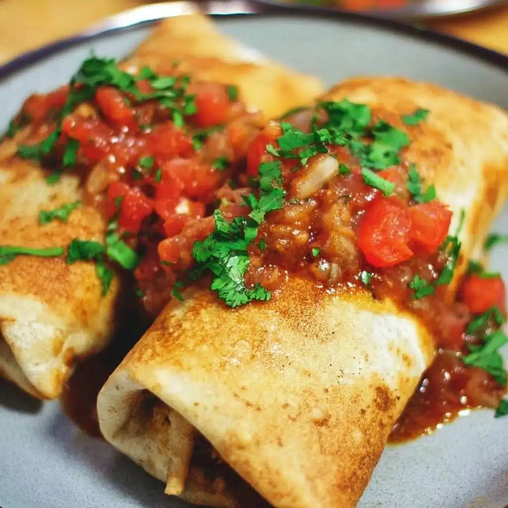 Delicious chimichangas served with salsa and sour cream