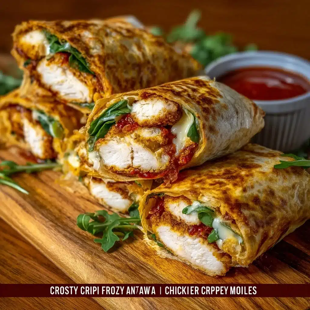 Crispy air fryer chicken and mozzarella wraps served on a plate.