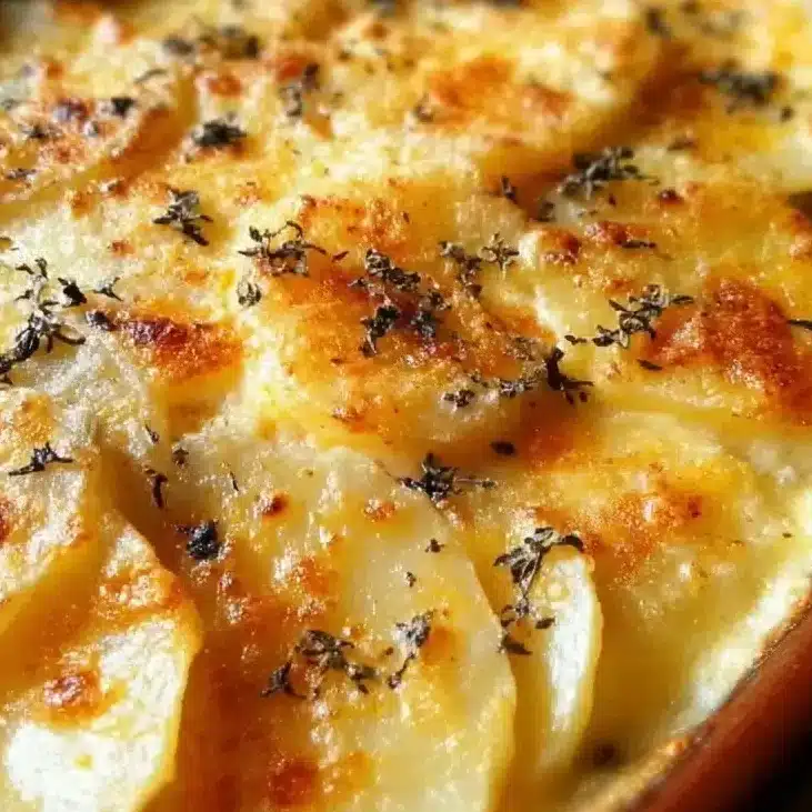 Delicious homemade au gratin potatoes baked until golden and creamy
