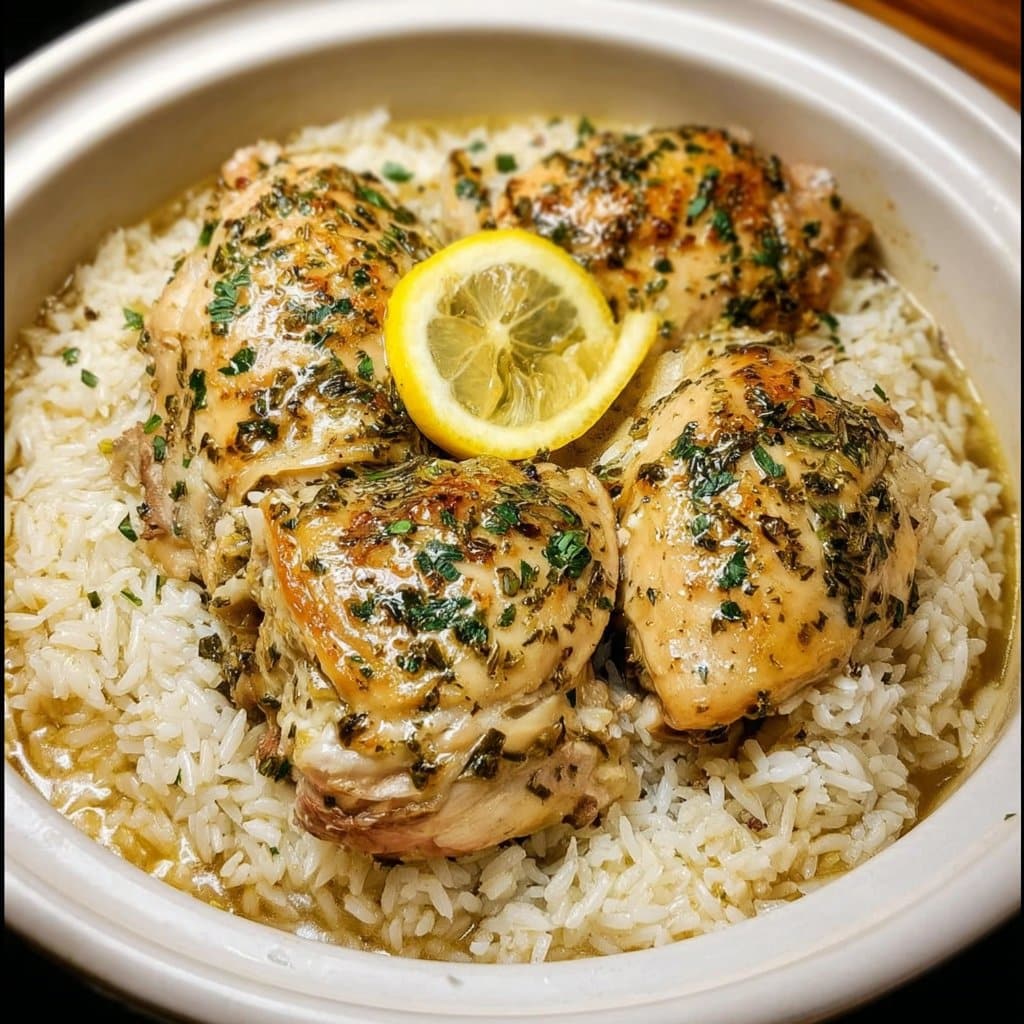 Slow Cooker Lemon Herb Chicken with Fluffy Rice