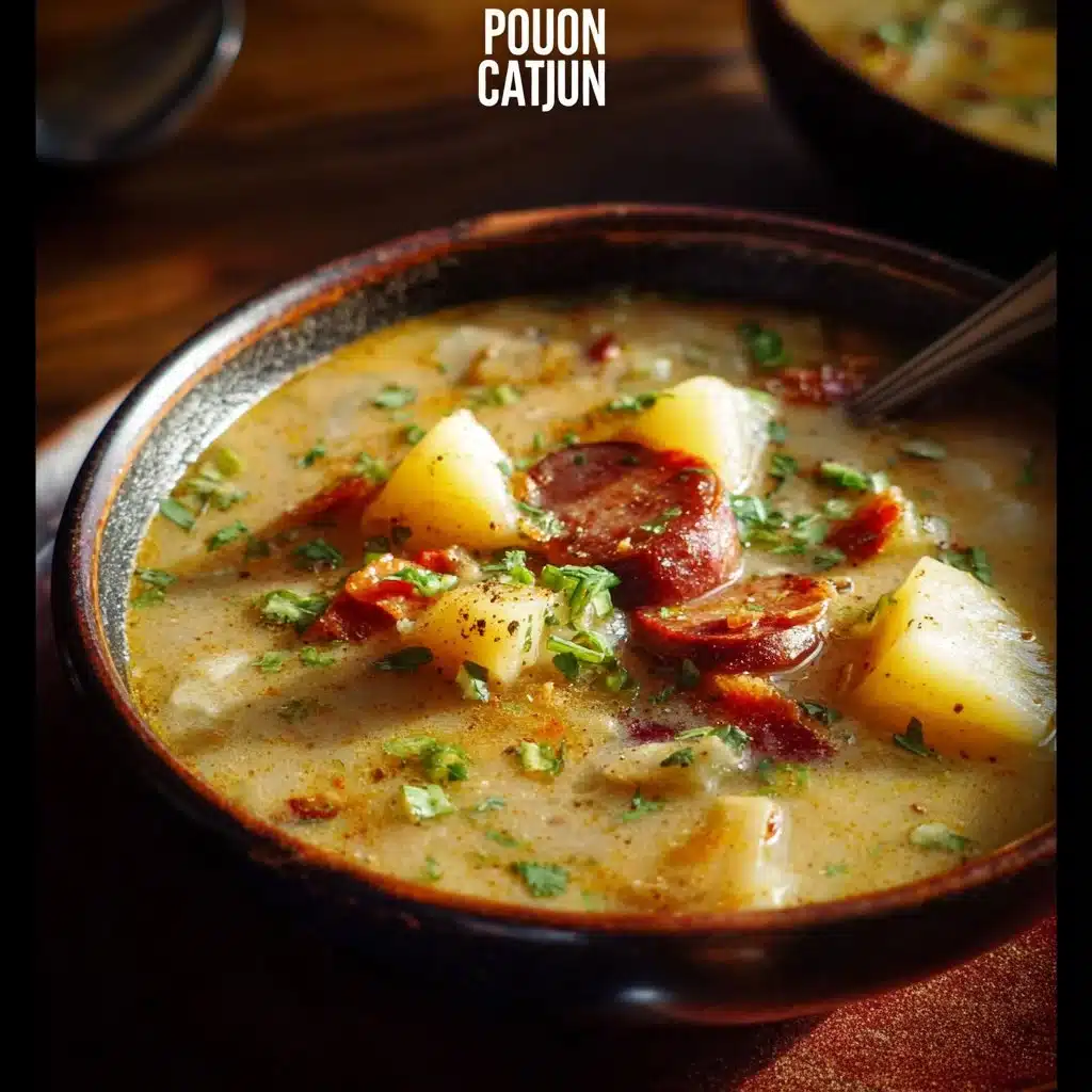 The Comfort of Cajun Potato Soup 6 Bowl of comforting Cajun Potato Soup with herbs and spices