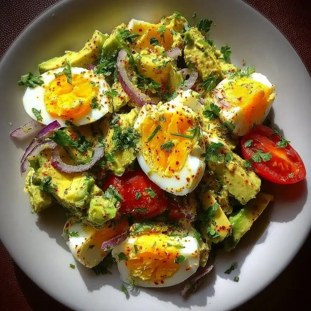 Delicious workout egg avocado salad with fresh ingredients and vibrant colors