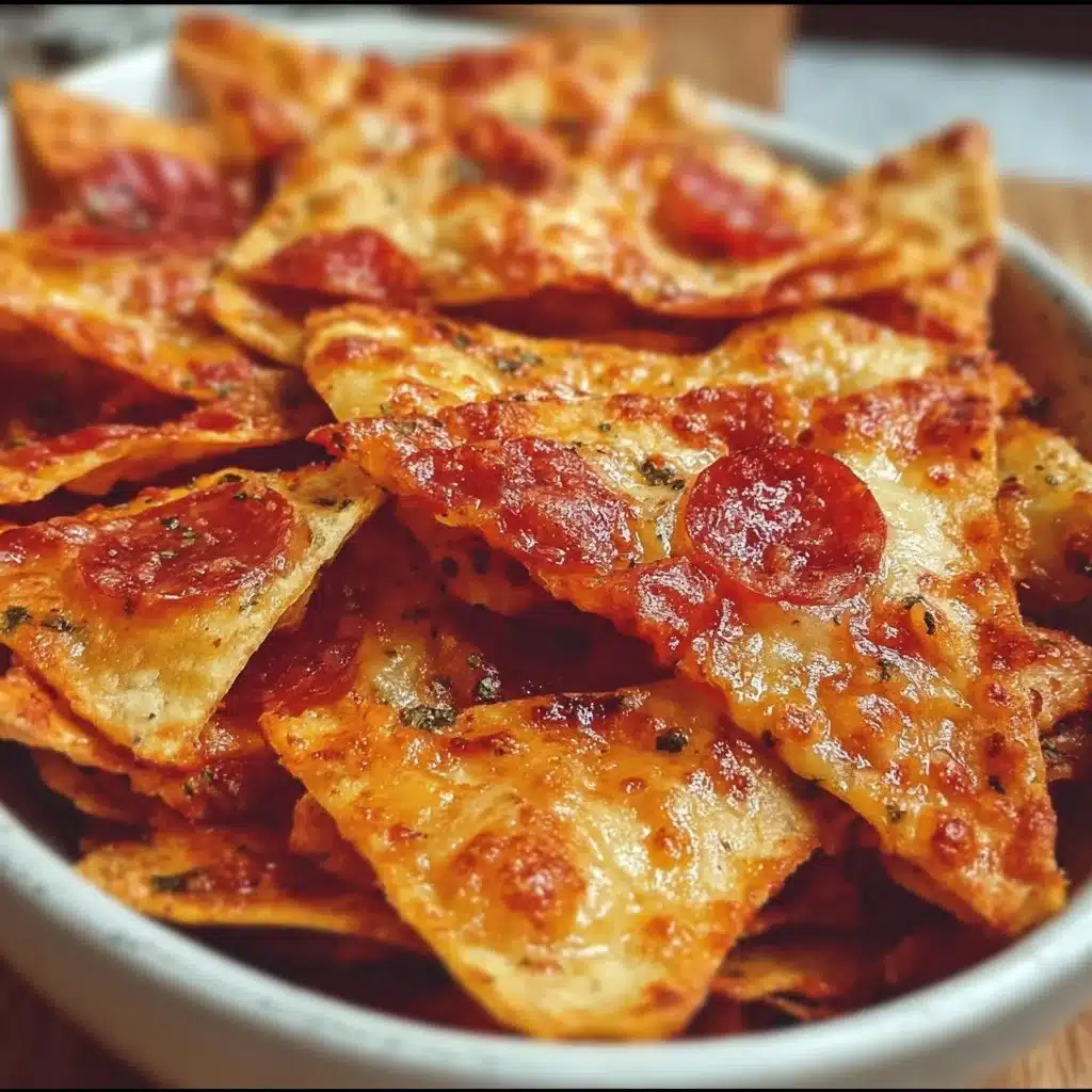 Crispy 2 ingredient pizza chips ready to enjoy as a snack