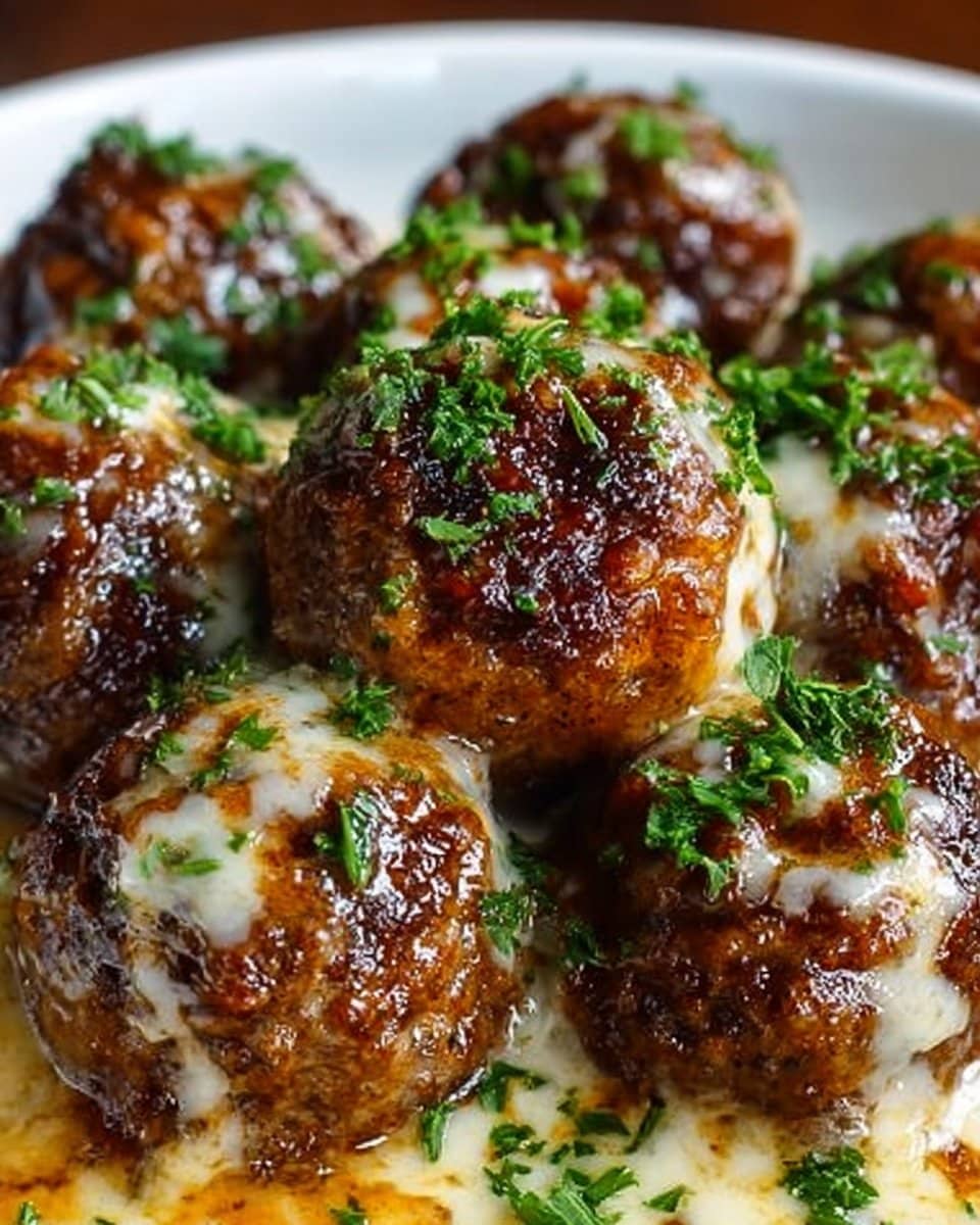 Crockpot French Onion Meatballs