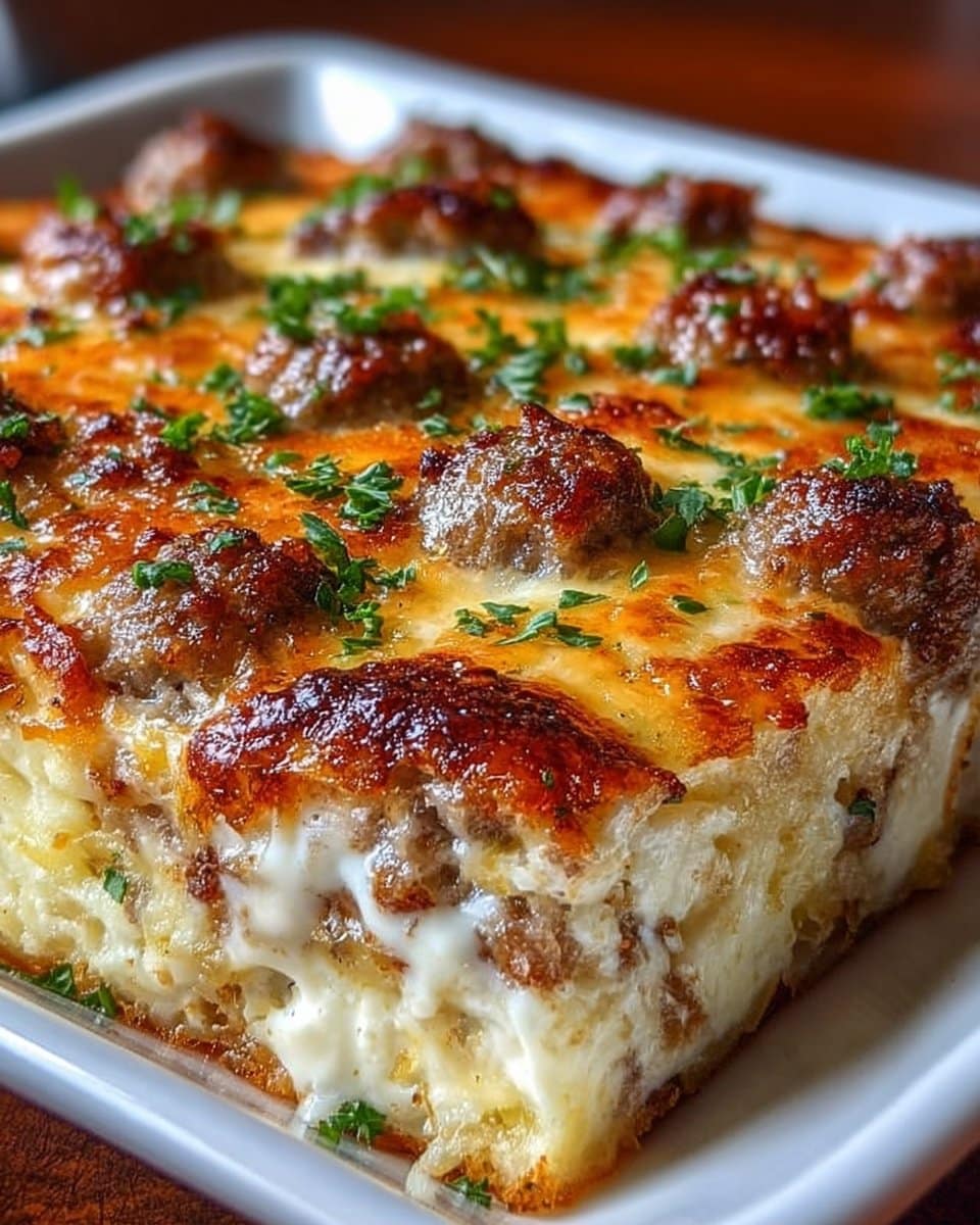 Sausage, Egg, and Cream Cheese Hashbrown Casserole