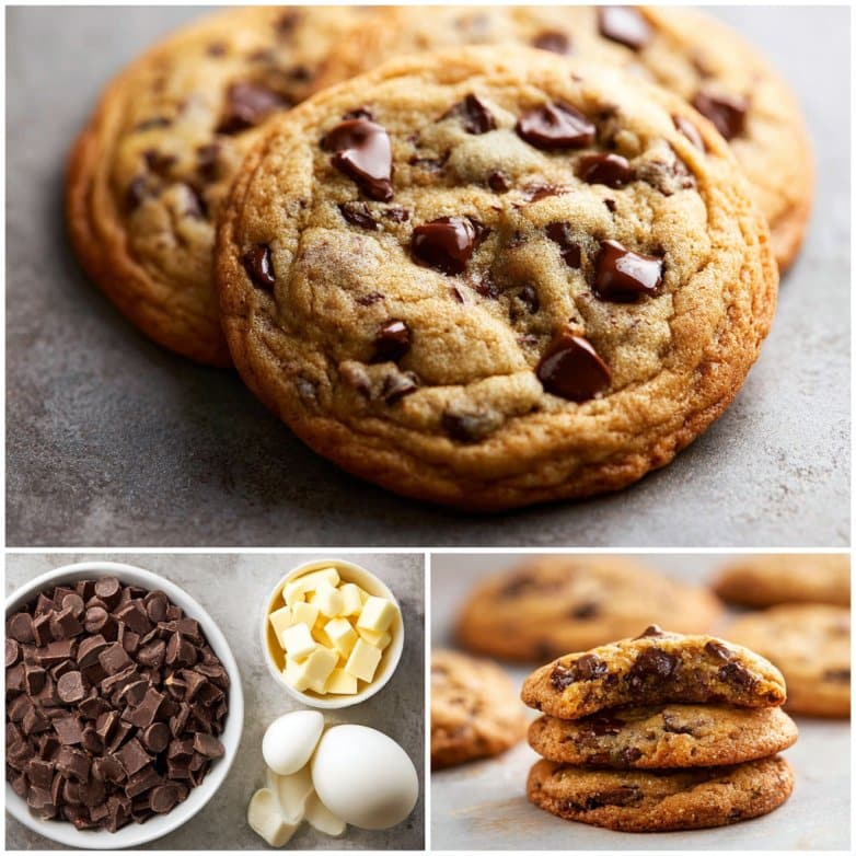 Ultra Thick Bakery Style Chocolate Chip Cookies – Crispy Edges, Gooey Centers, and Loaded with Chocolate!