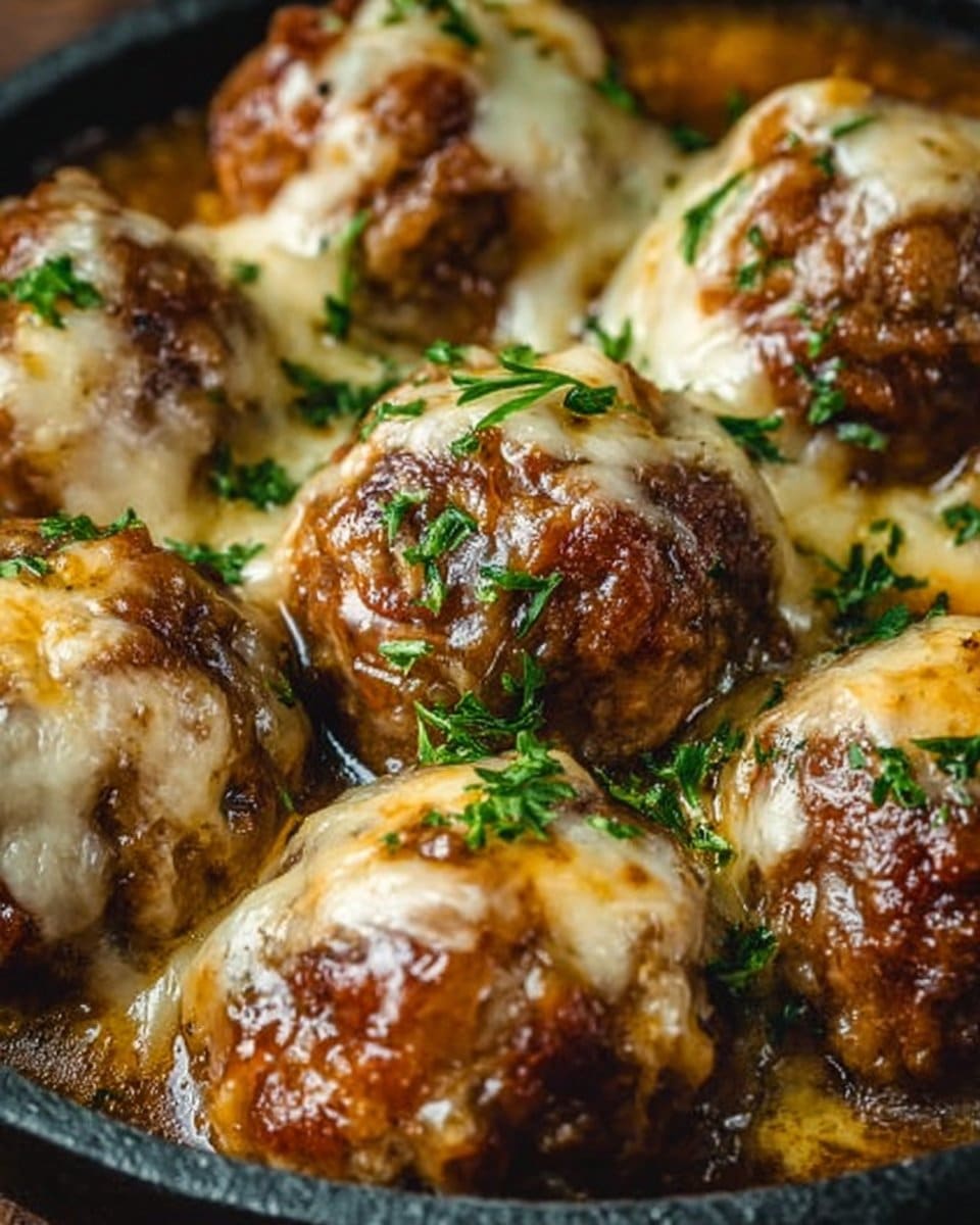Crockpot French Onion Meatballs