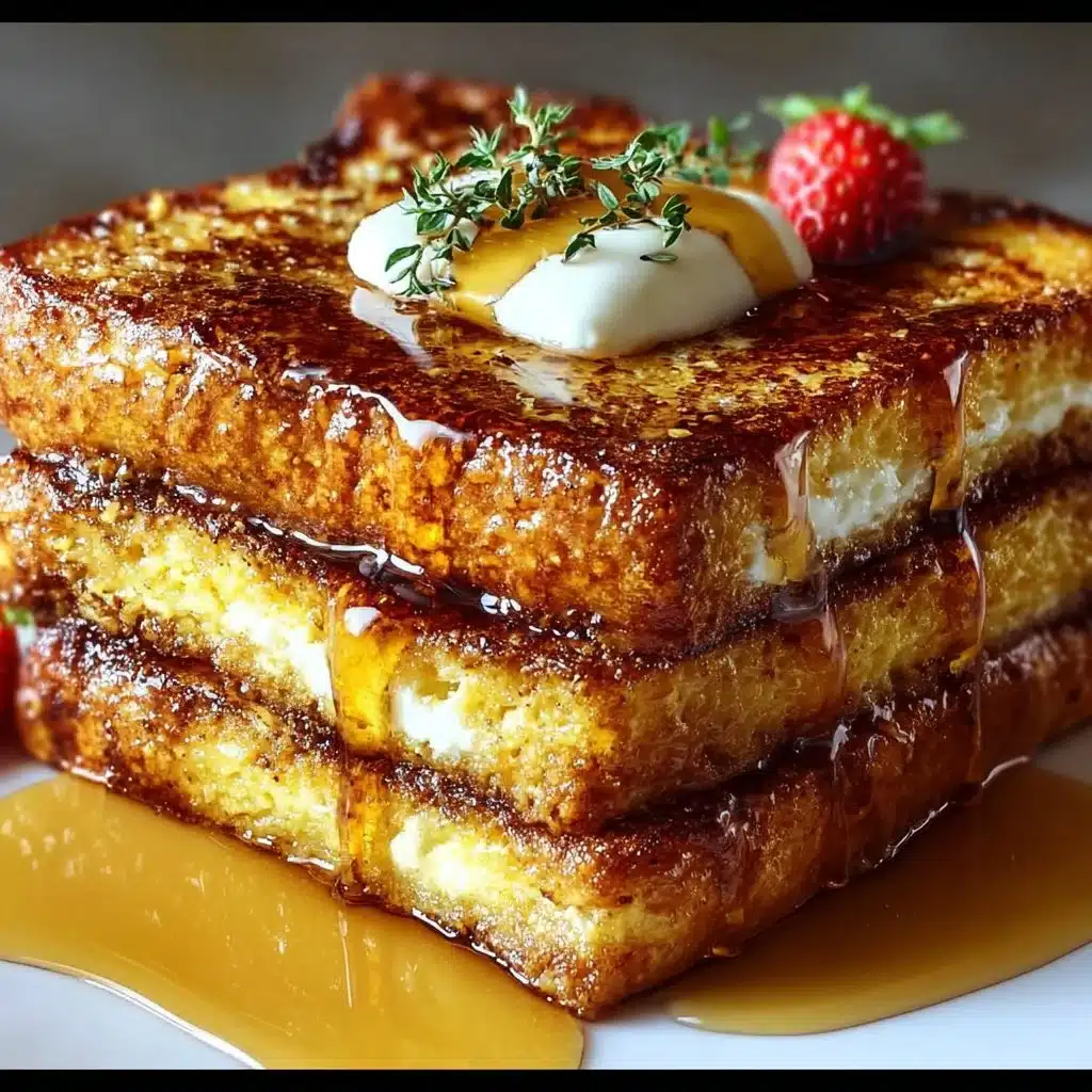 Delicious burnt cream French toast served with fresh berries and syrup