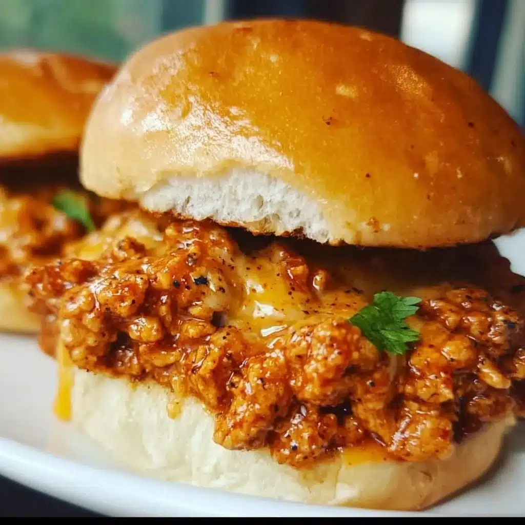Delicious Cajun Chicken Sloppy Joes served on a bun with toppings