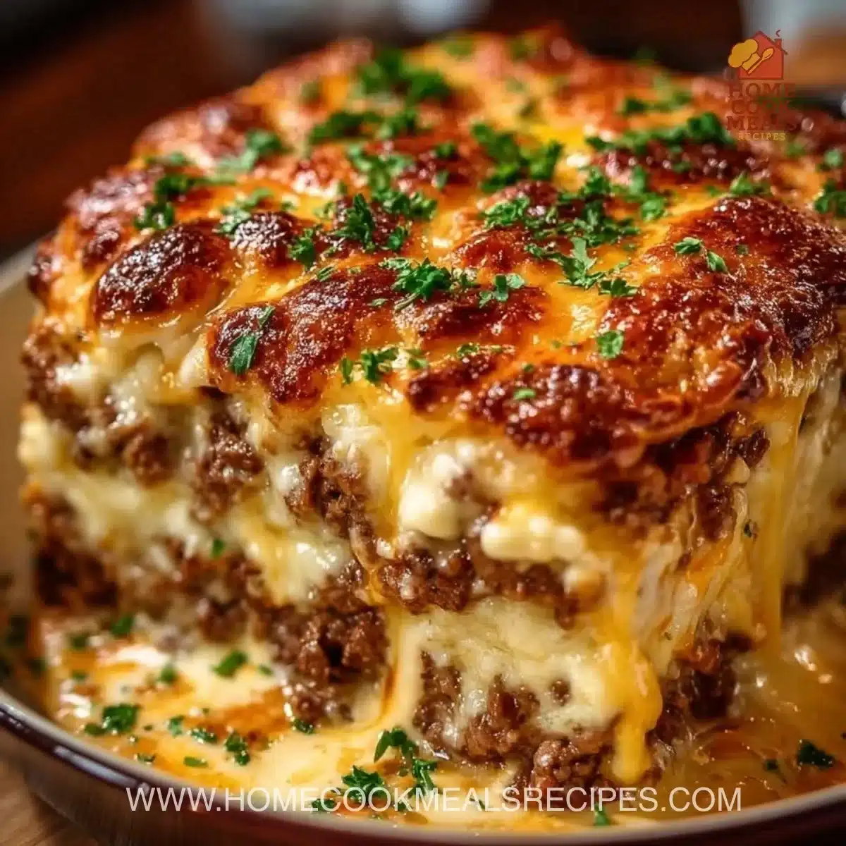 Delicious Cattle Drive Casserole served in a rustic dish