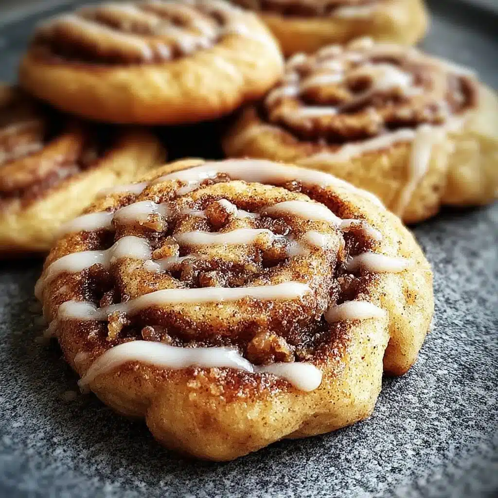 Delicious homemade Cinnamon Roll Cookies with cinnamon and icing
