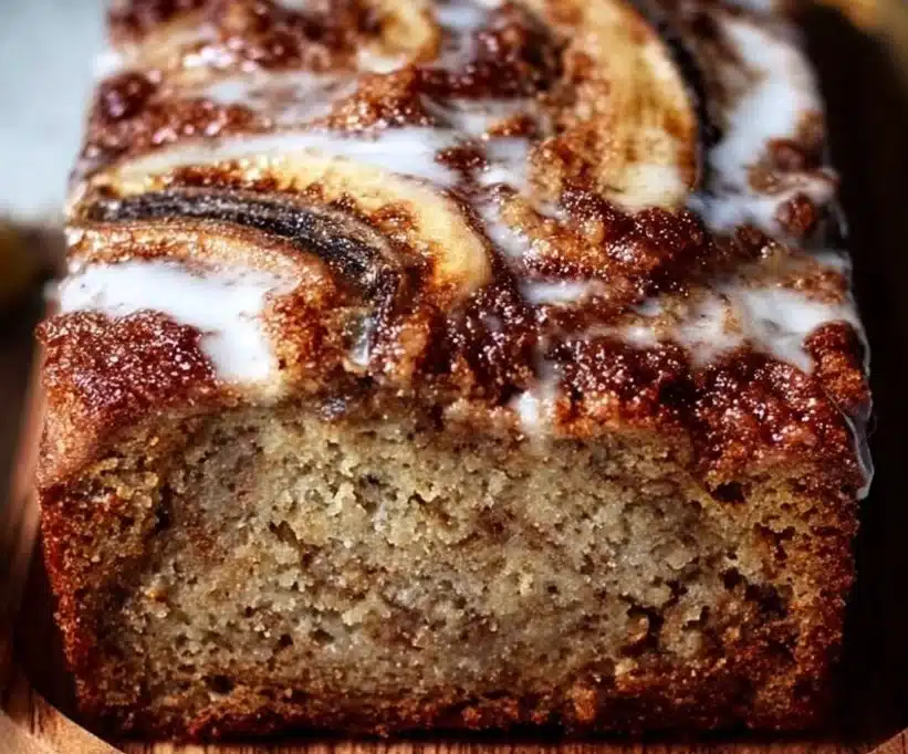 Delicious cinnamon swirl banana bread fresh out of the oven