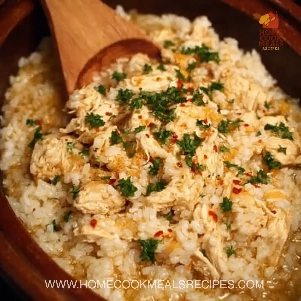 Delicious Crock Pot Chicken and Rice served in a bowl