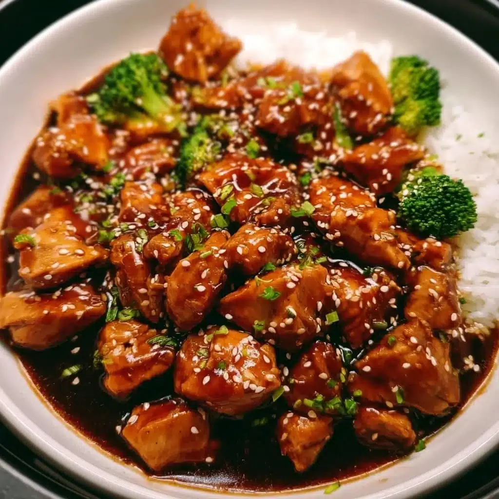Delicious crockpot teriyaki chicken served with sesame seeds and green onions