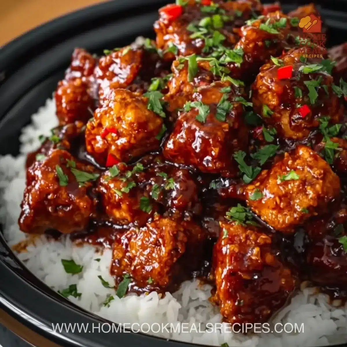 Easy Crockpot General Tso's Chicken served on a plate