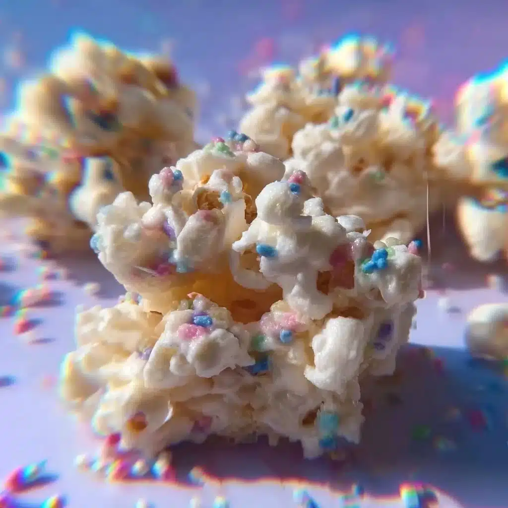 Bowl of colorful Funfetti Marshmallow Popcorn Treats