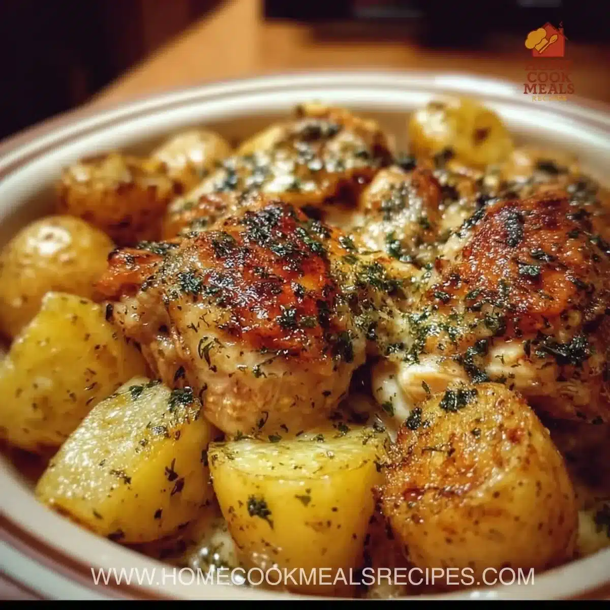Garlic Parmesan Chicken in crockpot with potatoes, a delicious easy recipe