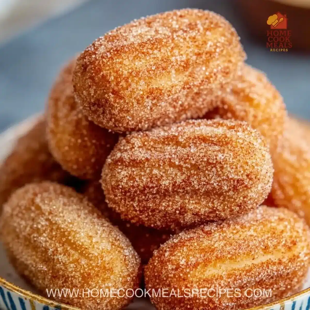 Healthy baked churro bites with a crispy exterior and cinnamon sugar topping