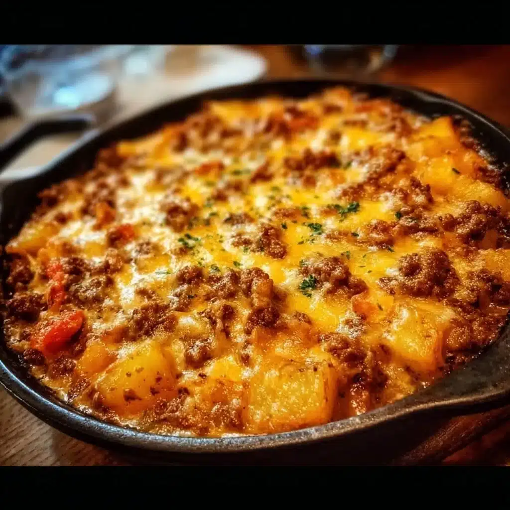 Delicious hobo casserole dish with ground beef and vegetables