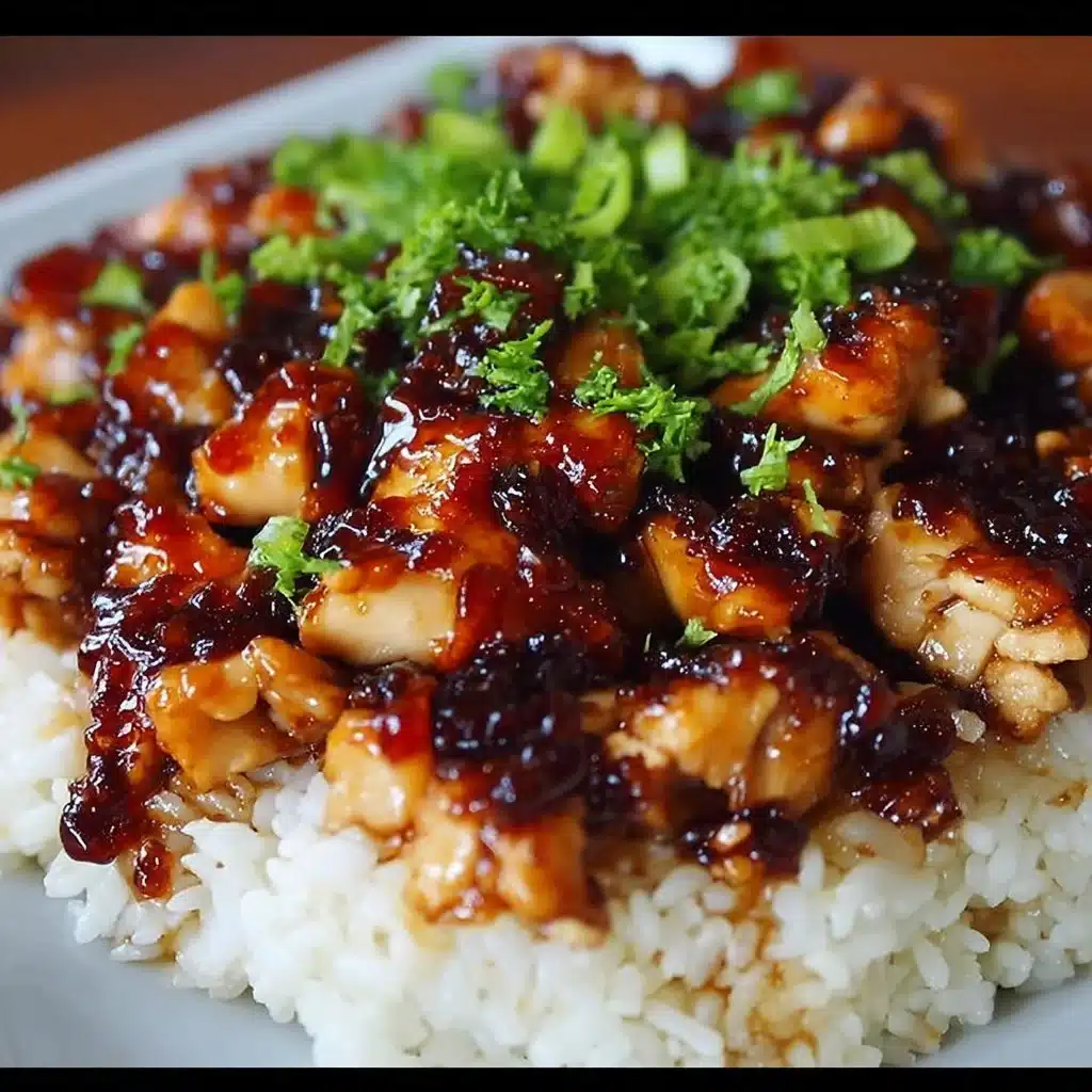 Plate of Honey BBQ Chicken Rice with colorful vegetables