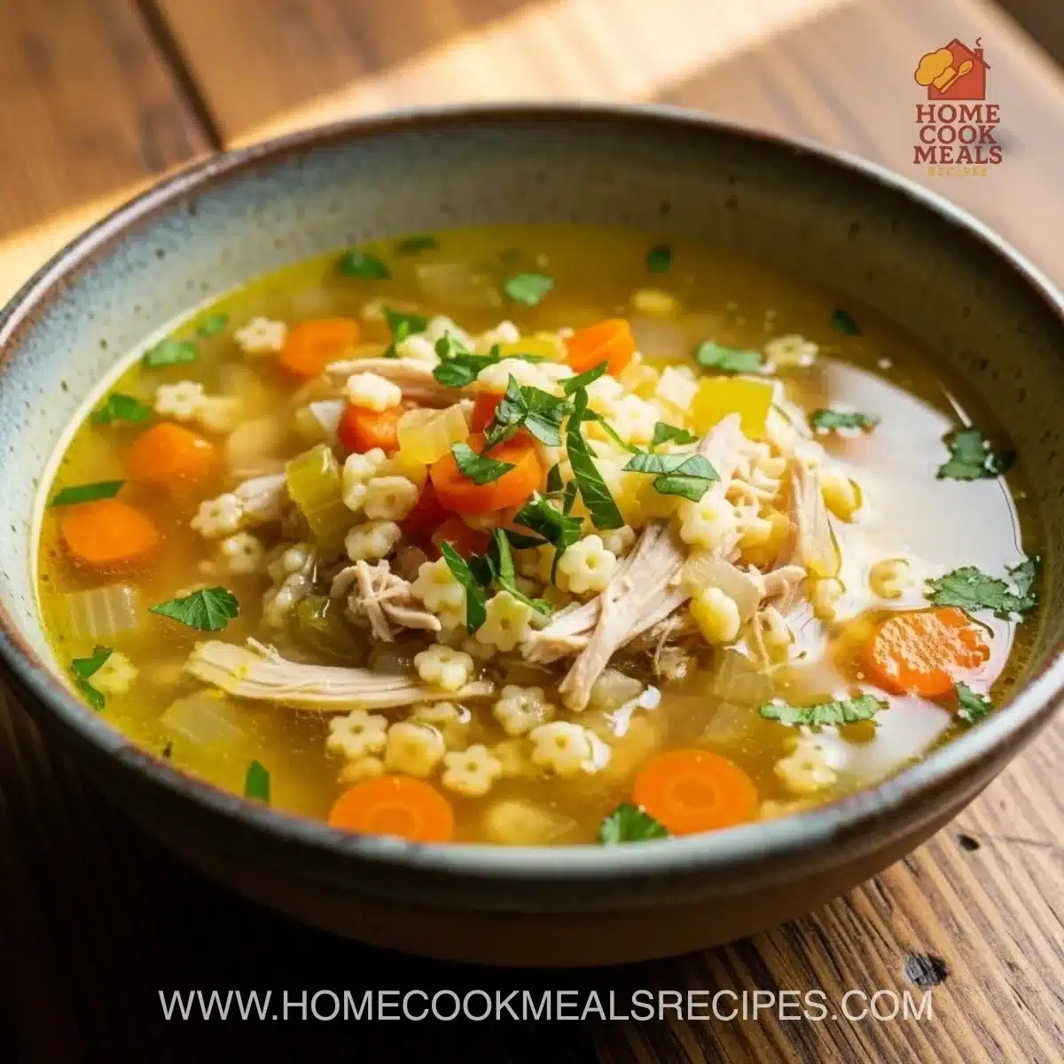 bowl of Italian Penicillin Soup with fresh herbs and ingredients