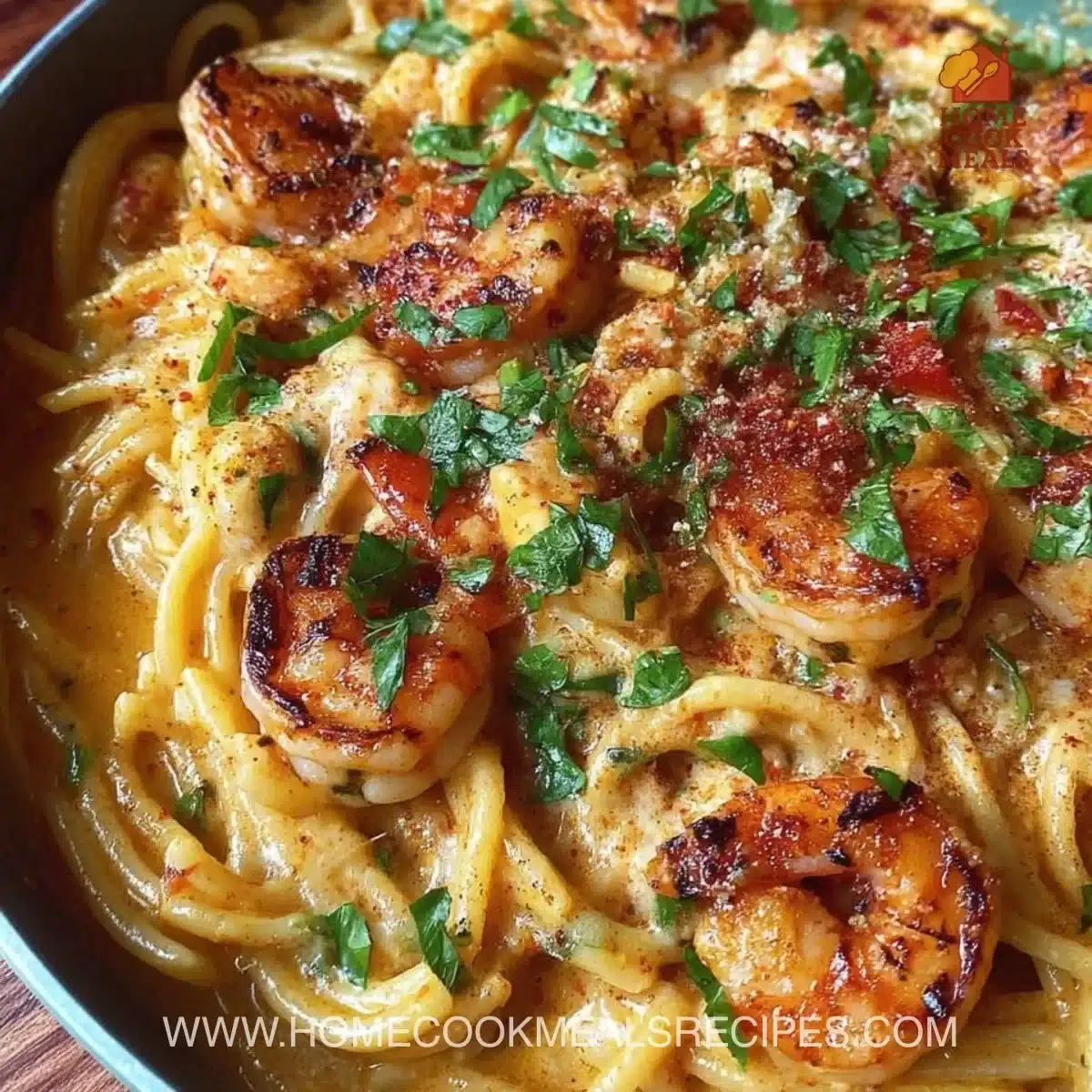 Delicious Marry Me Shrimp Pasta garnished with herbs and served in a bowl
