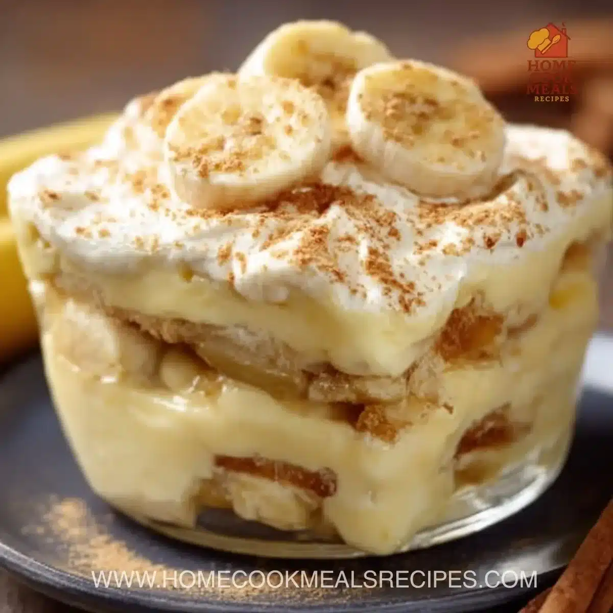 Delicious old-fashioned homemade banana pudding in a serving dish.