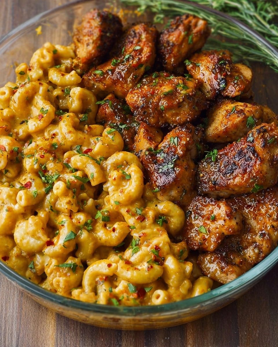 High-Protein Honey Garlic Butter Chicken with Mac & Cheese