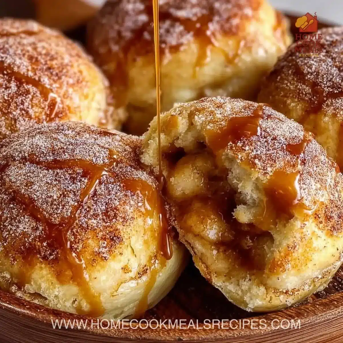Delicious caramel apple pie bombs ready to be served