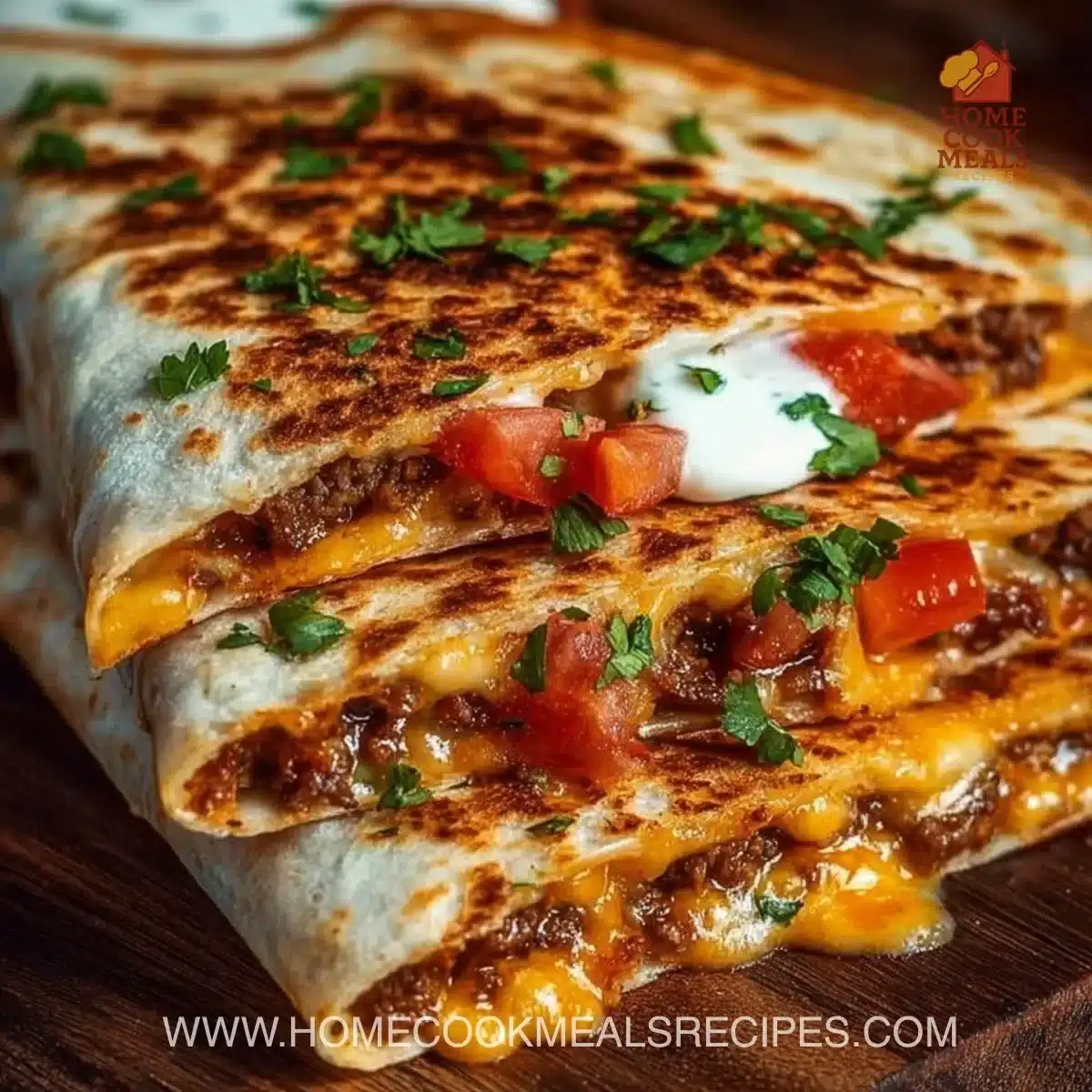Delicious Smashburger Quesadillas loaded with cheese and savory ingredients.
