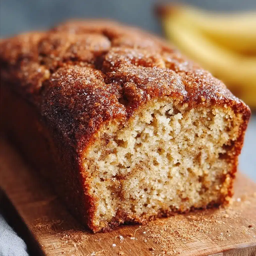 Loaf of Snickerdoodle Banana Bread with cinnamon sugar topping