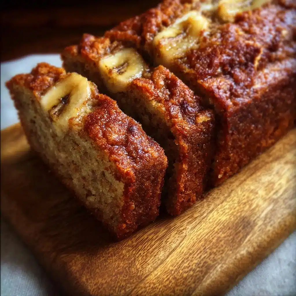Delicious slice of homemade banana bread on a wooden cutting board