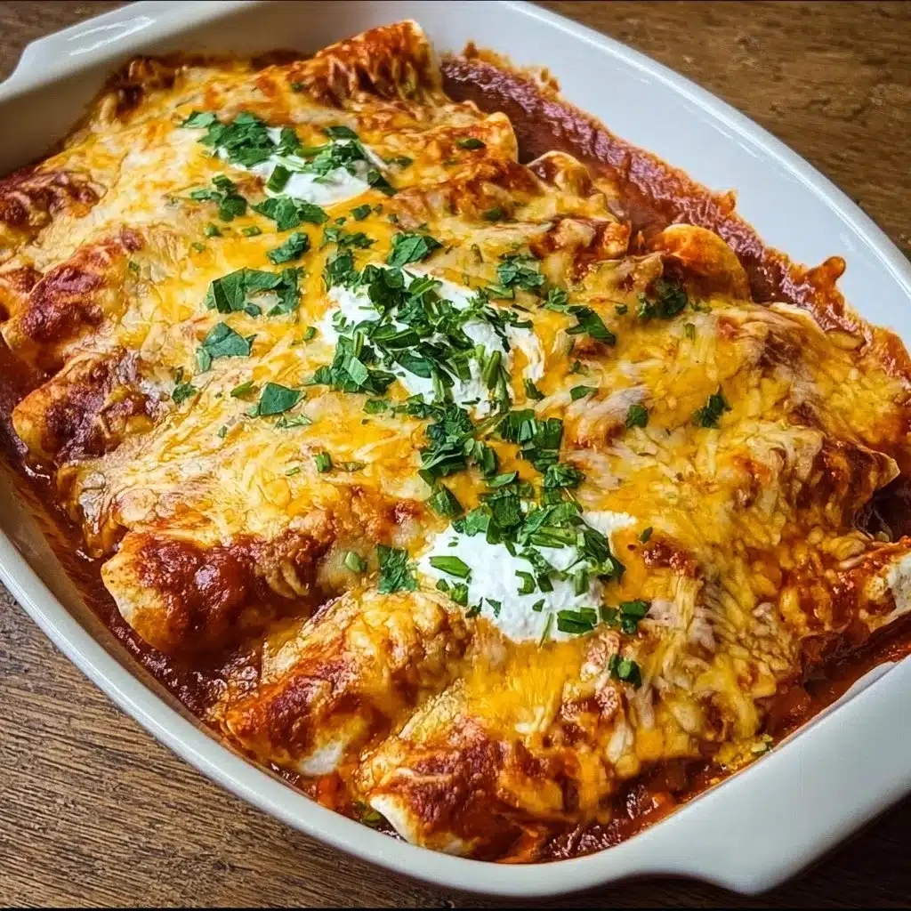 Delicious quick and easy chicken enchiladas topped with cheese and salsa