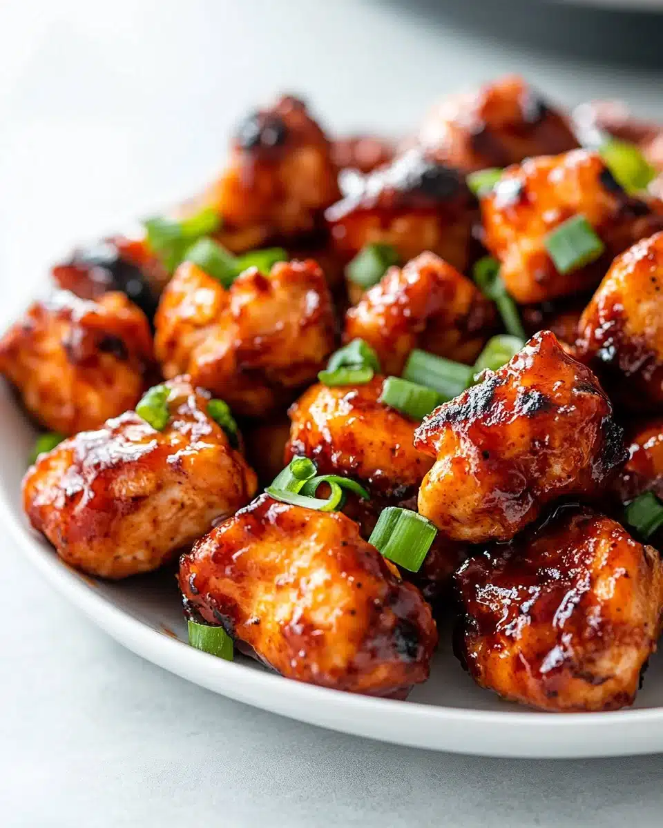 Air Fryer Honey BBQ Chicken Bites served in a bowl