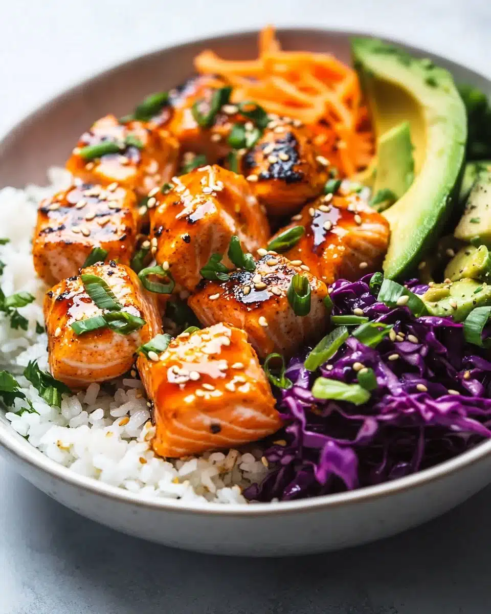 Bang Bang Salmon Bites served with spicy sauce
