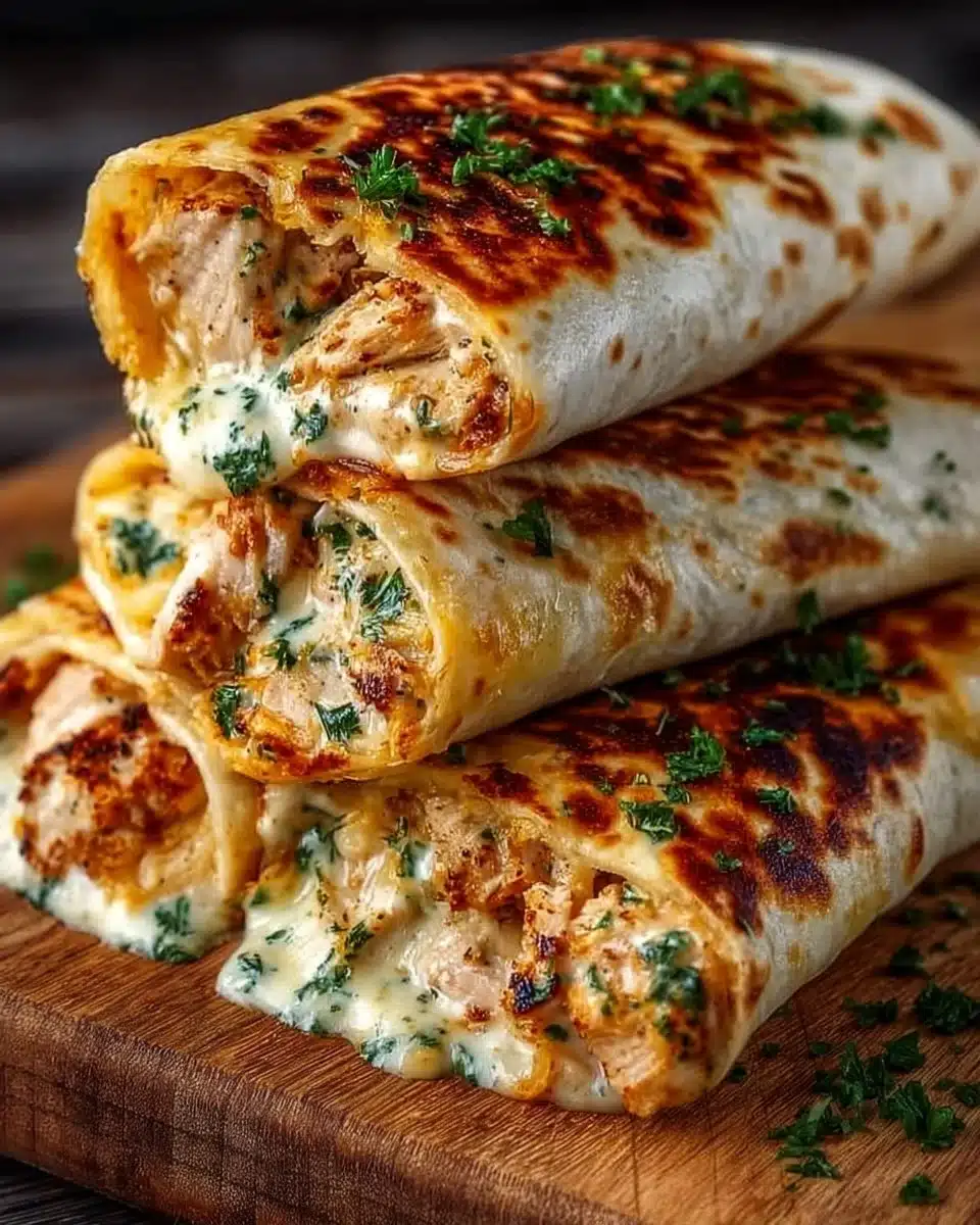 Cheesy Garlic Chicken Wraps