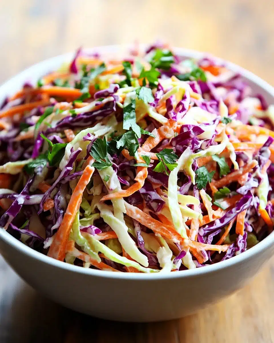 Bold flavor-packed coleslaw with vibrant vegetables and tangy dressing