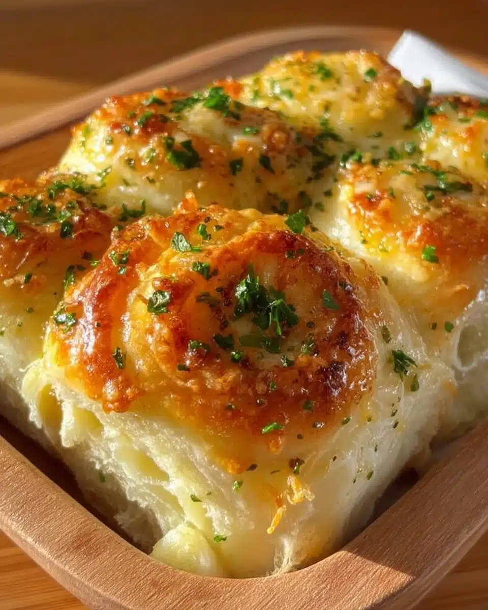 Buttery cheese garlic rolls fresh out of the oven