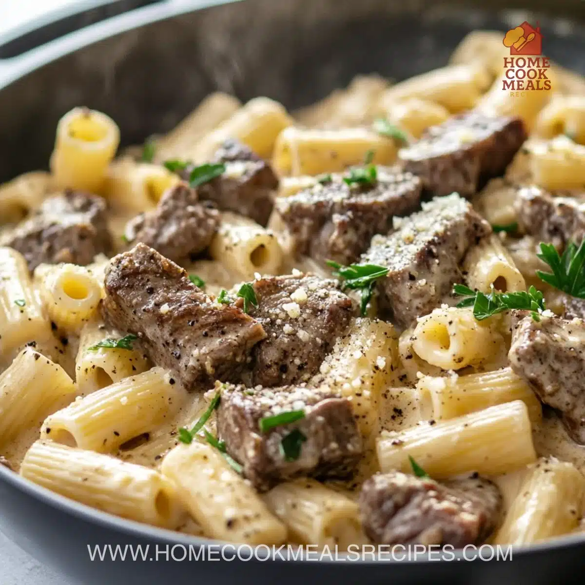 Cajun Steak Tips with Creamy Rigatoni Parmesan