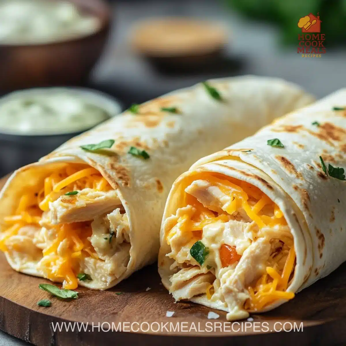 Cheesy Garlic Chicken Wraps