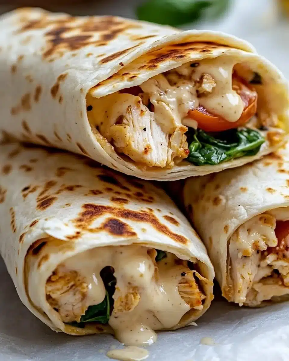 Cheesy Garlic Chicken Wraps