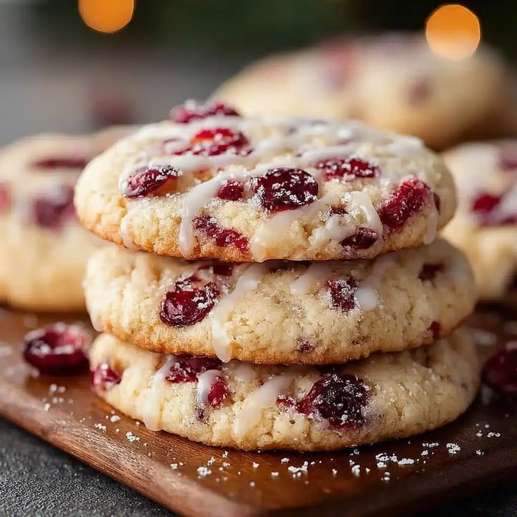 Chewy Christmas Cranberry Orange Cookies on a festive plate