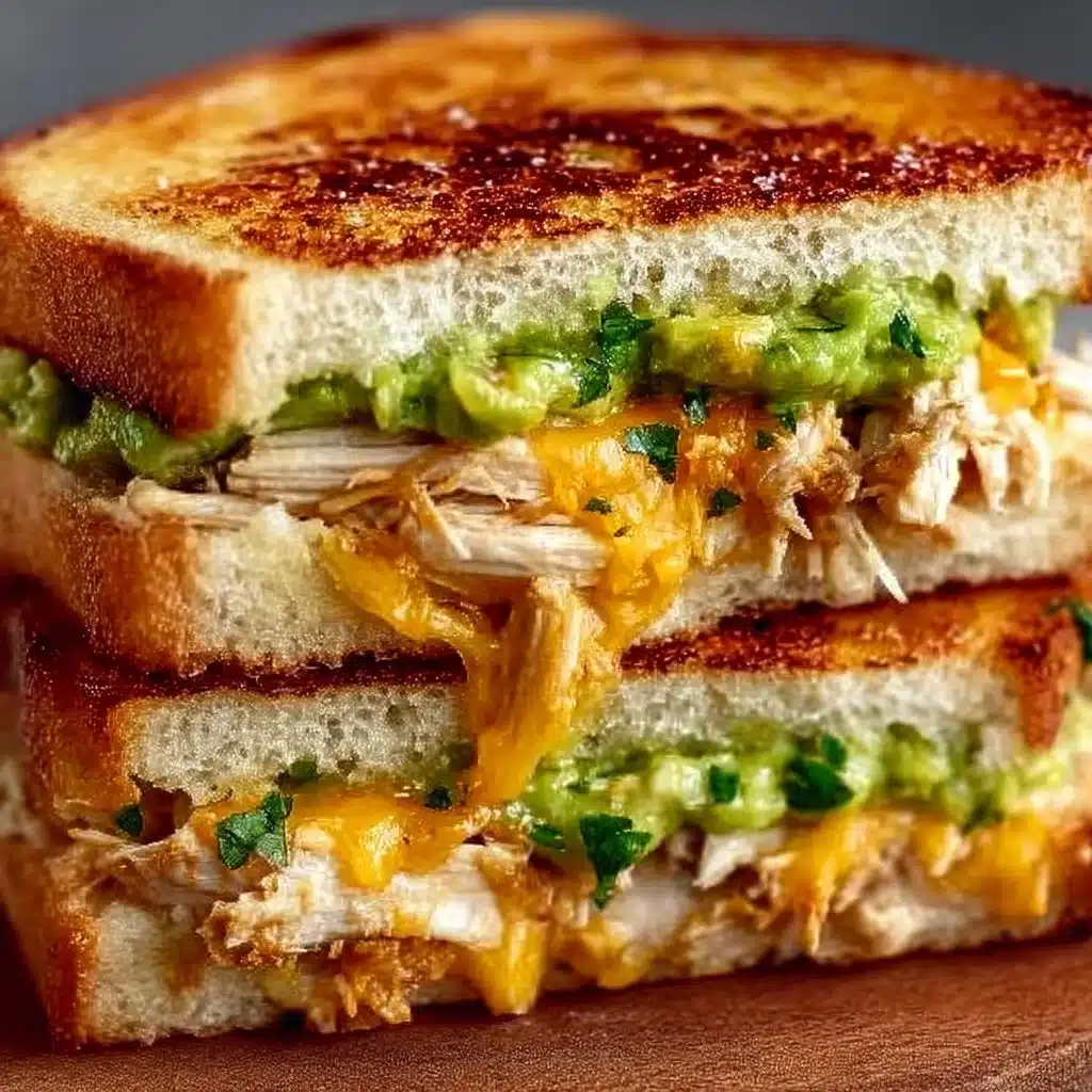 Delicious Chicken Avocado Melt Sandwich with chicken, avocado, and cheese