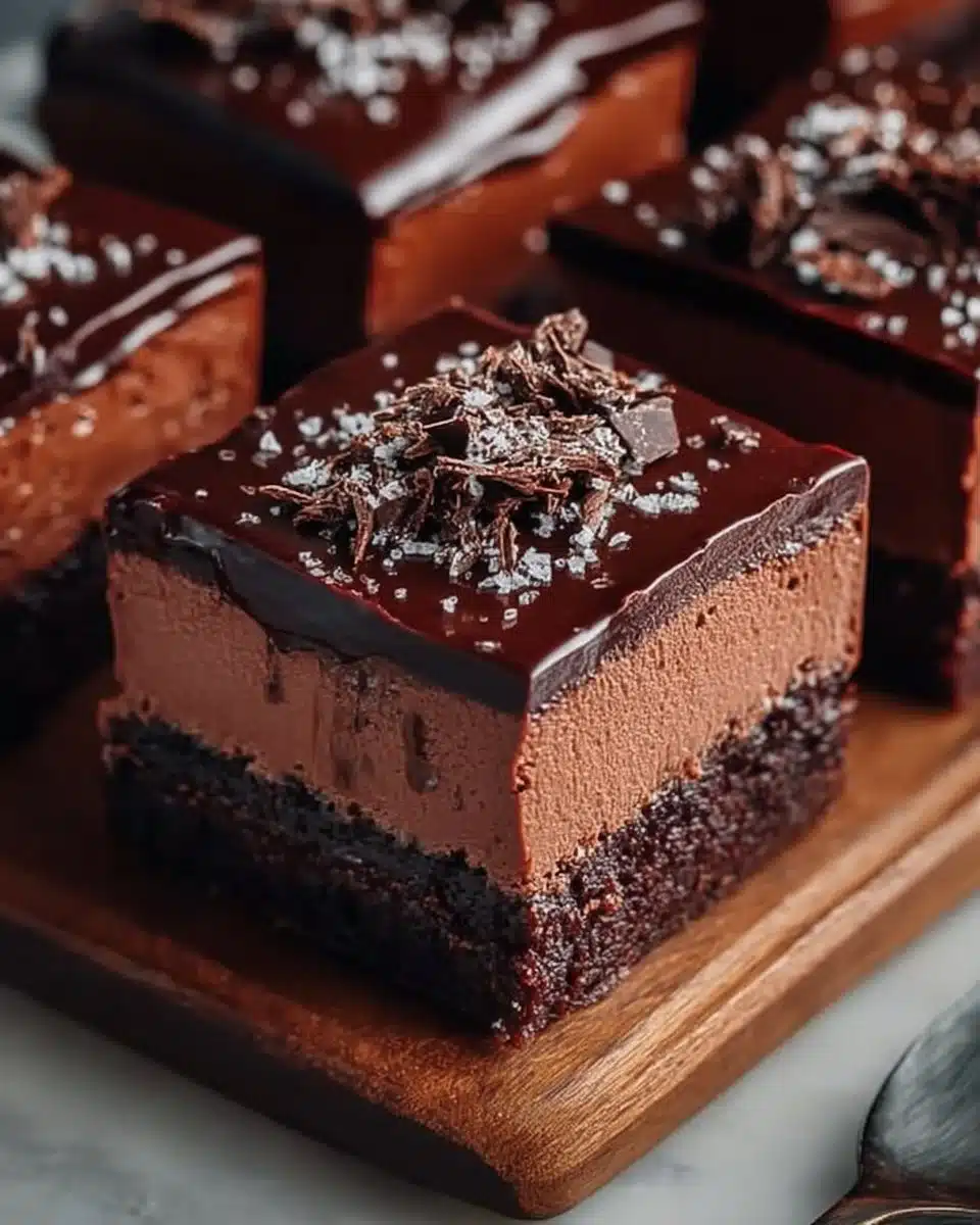 Delicious Chocolate Mousse Brownies served on a plate
