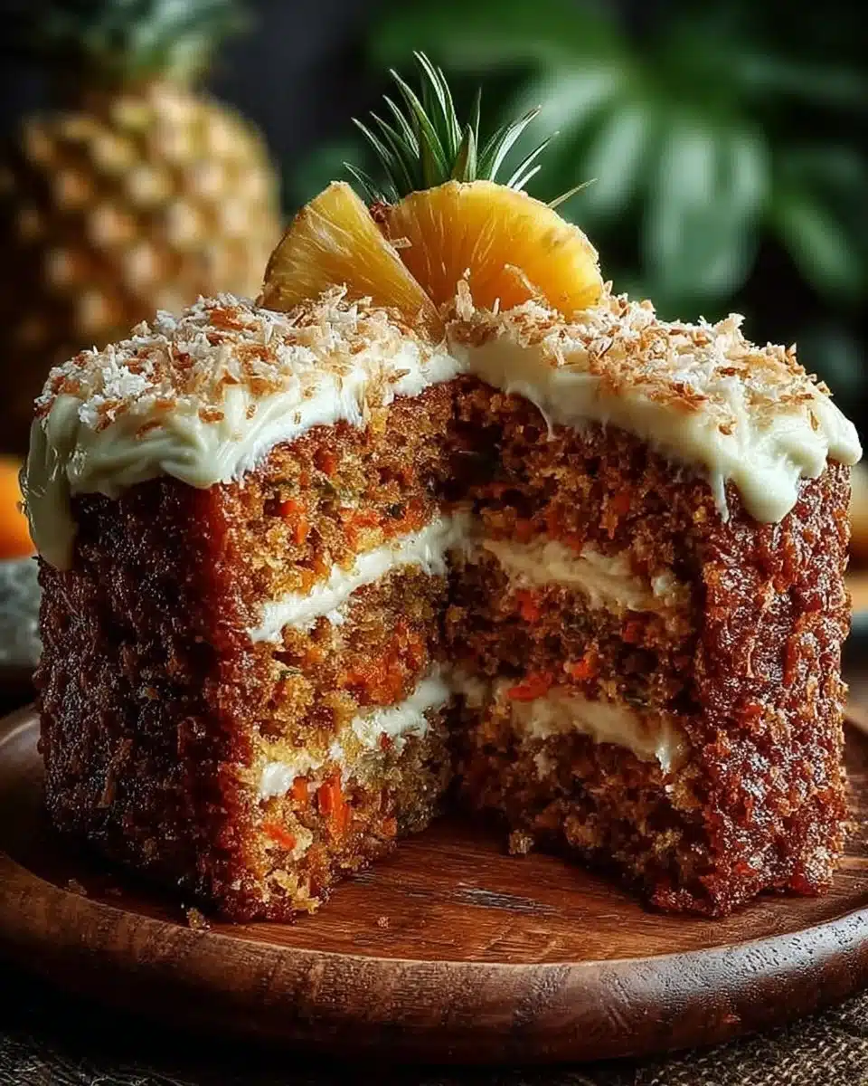 Delicious Christmas Hawaiian Carrot Pineapple Cake topped with cream cheese frosting